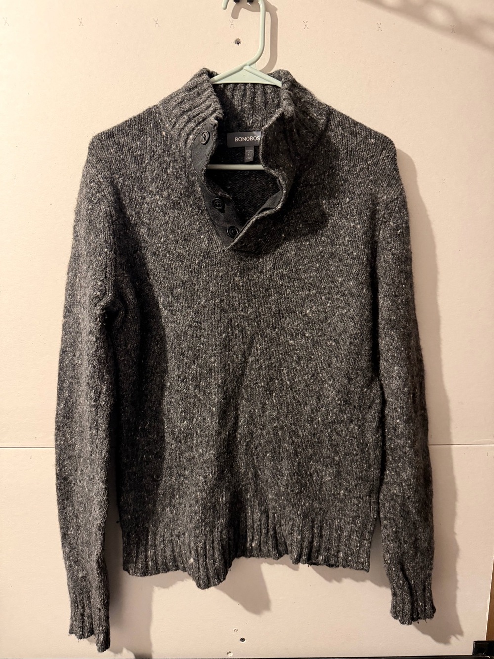 Bonobos Gray Knit Button-Neck Men's Sweater Small